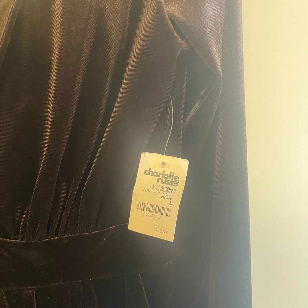 Charlotte Russe Deep Brown  Velvet Romper - Picture 5 of 7